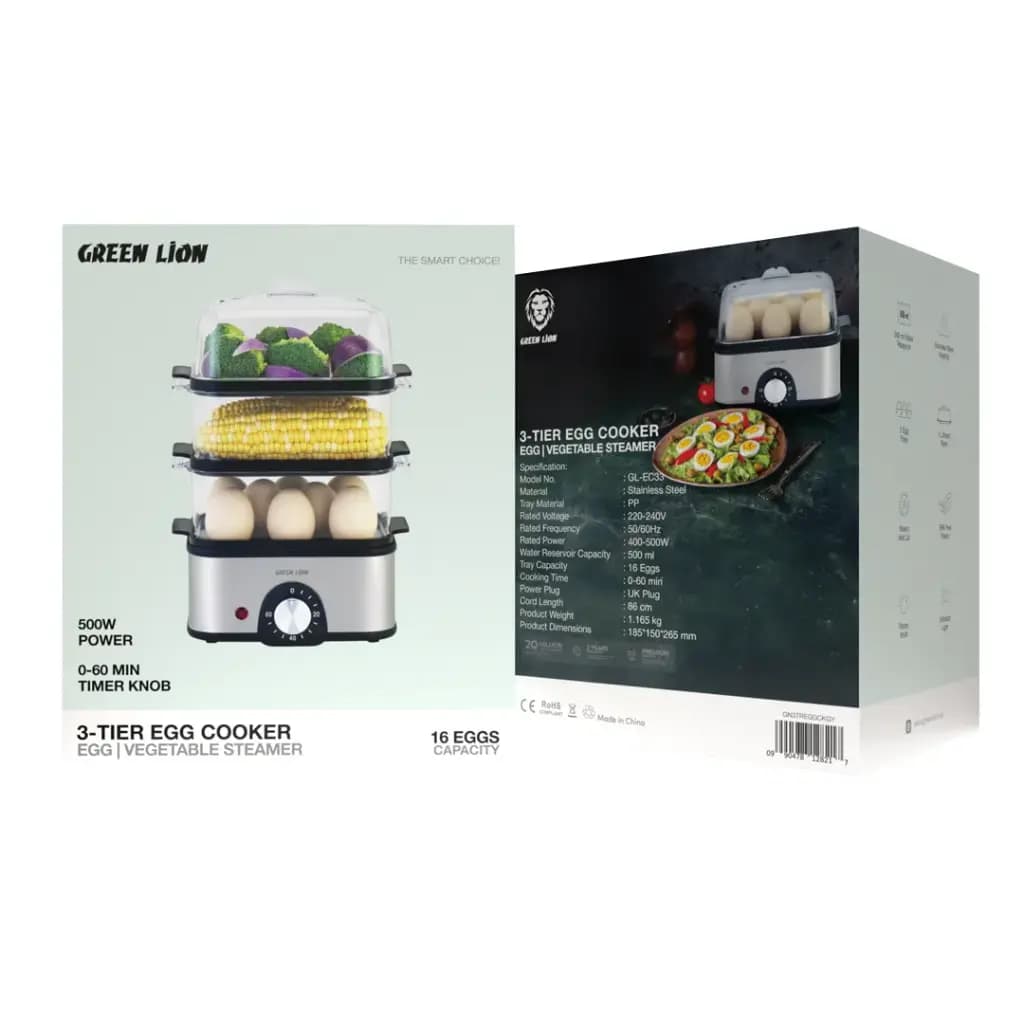 بخارپز و تخم‌مرغ‌پز چندمنظوره ۳ طبقه گرین لاین مدل Green Lion GN3TREGGCK — تصویر ۷