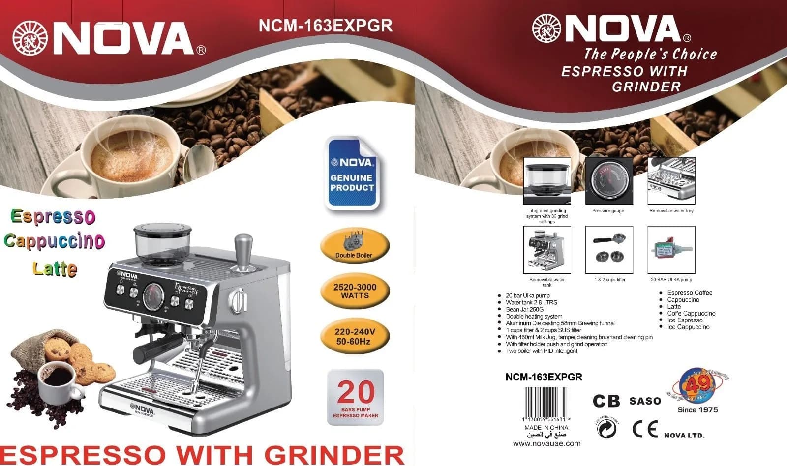 اسپرسو ساز نوا مدل 163 Nova NCM-163EXPGR — تصویر ۸