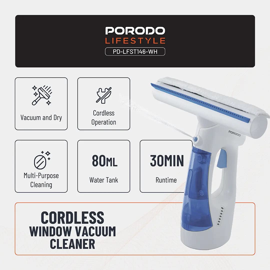 شیشه پاک کن برقی شارژی پرودو مدل Porodo Lifestyle Handheld Window Cleaner LFST146 — تصویر ۱۱