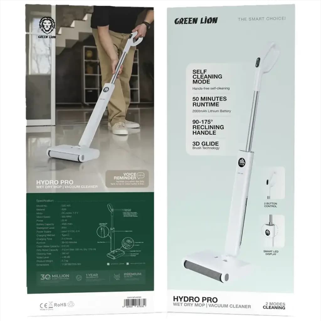 جارو و تی شارژی آب و خاک گرین لاین مدل Green Lion Hydro Pro Wet Dry Mop and Vacuum Cleaner — تصویر ۶