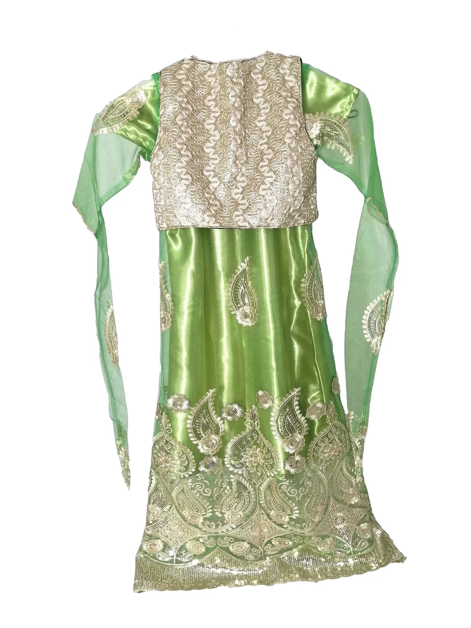 ست لباس کردی دخترانه بچه گانه با جلیقه رنگ سبز سن 4 سال کد 102 — تصویر ۴