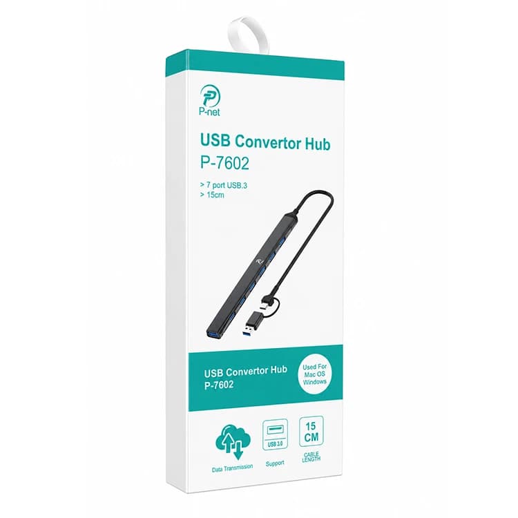 هاب 7 پورت TYPE-C+USB3 پی نت مدل P-7602 — تصویر ۴