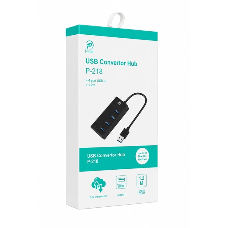 هاب 4 پورت P-net USB 3.0 مدل P-218