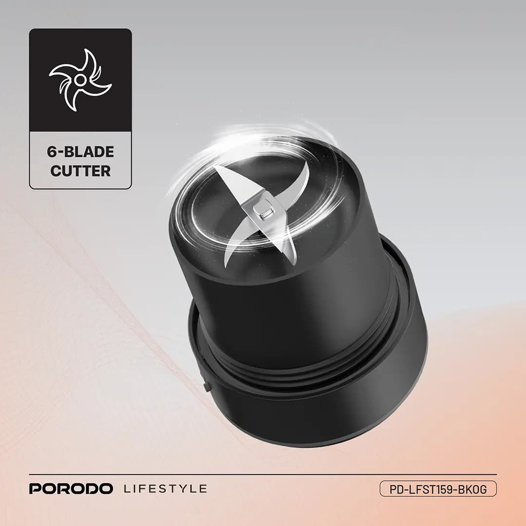 مخلوط‌کن شارژی قابل حمل پرودو مدل Porodo Lifestyle 6-Blade Portable Blender — تصویر ۱۱