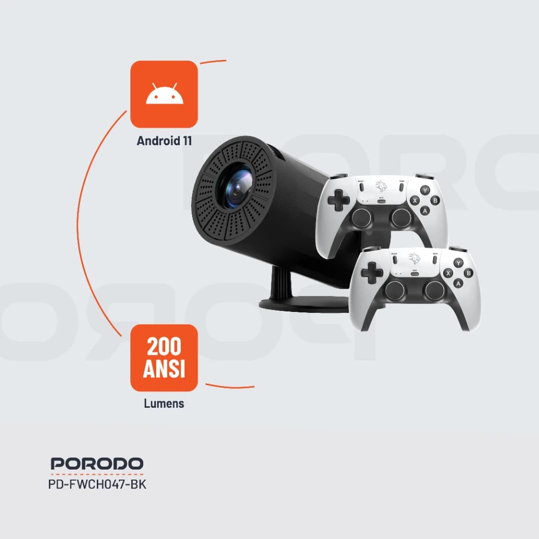 ویدئو پروژکتور گیمینگ پرودو با دسته بازی مدل Porodo Gaming Projector With Controllers — تصویر ۳