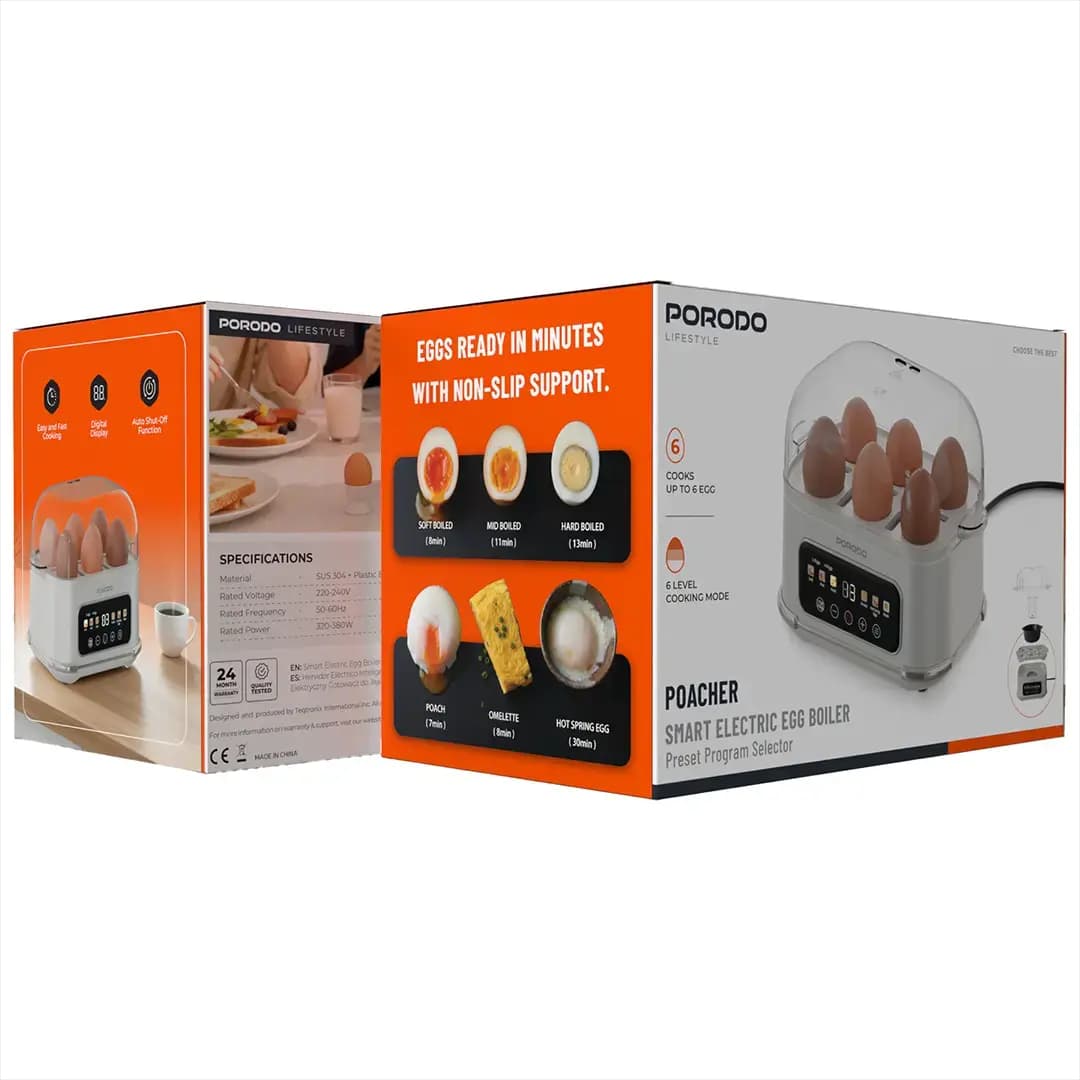 تخم مرغ پز برقی هوشمند پرودو مدل Porodo Lifestyle Poacher Smart Electric Egg Boiler with Program Selector — تصویر ۵