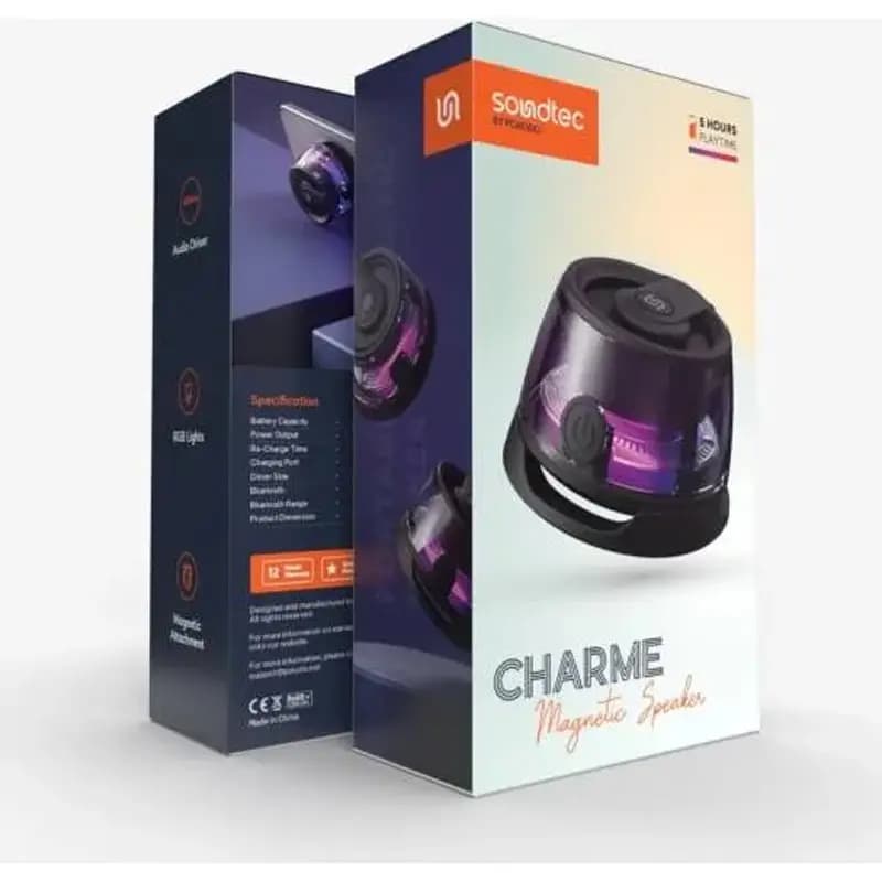 اسپیکر بلوتوثی مگنتی پرودو مدل Porodo Soundtec Charme Magnetic Speaker PD-STMS3W-BK — تصویر ۷