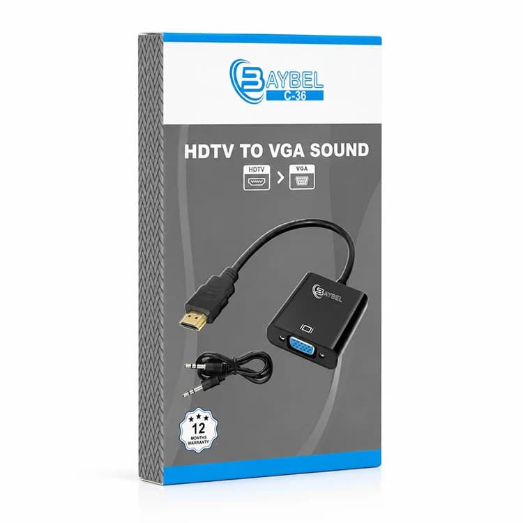 تبدیل HDMI به VGA مدل C-36 بایبل با کابل صدا — تصویر ۵
