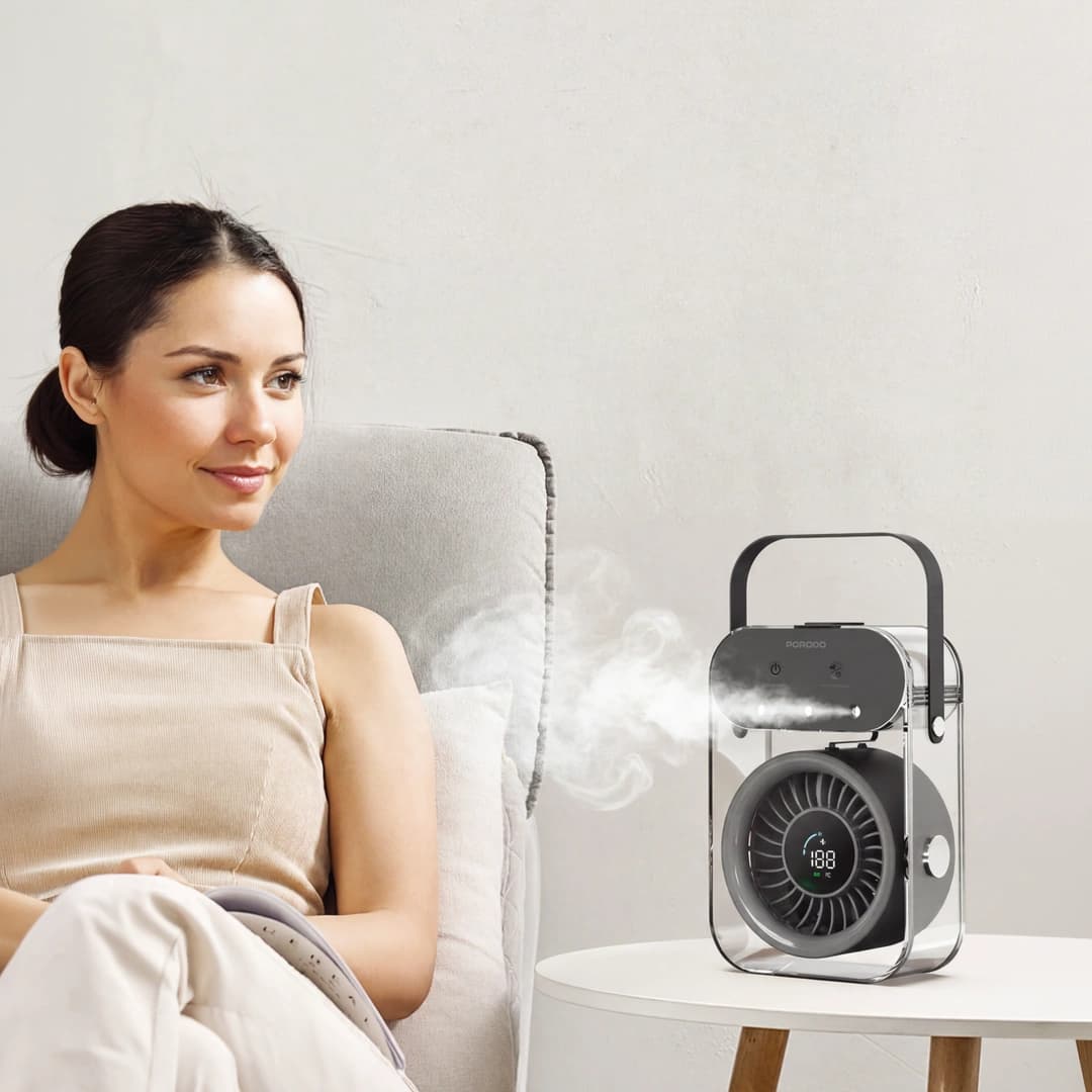 پنکه رومیزی مه‌پاش پرودو مدل Porodo Lifestyle Chillo Aqua PDLFSTZH26BK — تصویر ۳