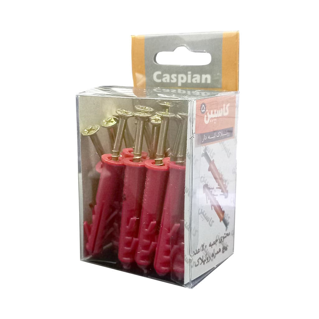 پیچ و رولپلاک لبه دار کاسپین 5 سانتی Caspian rawlplug with Screw