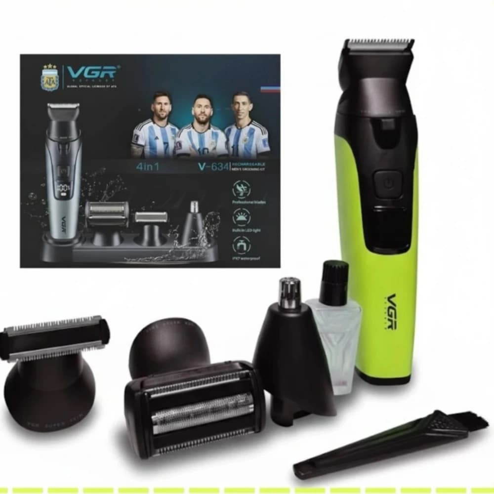 ست ماشین اصلاح موی صورت و بدن شارژی وی جی ار مدل V-634 4in1 — تصویر ۶