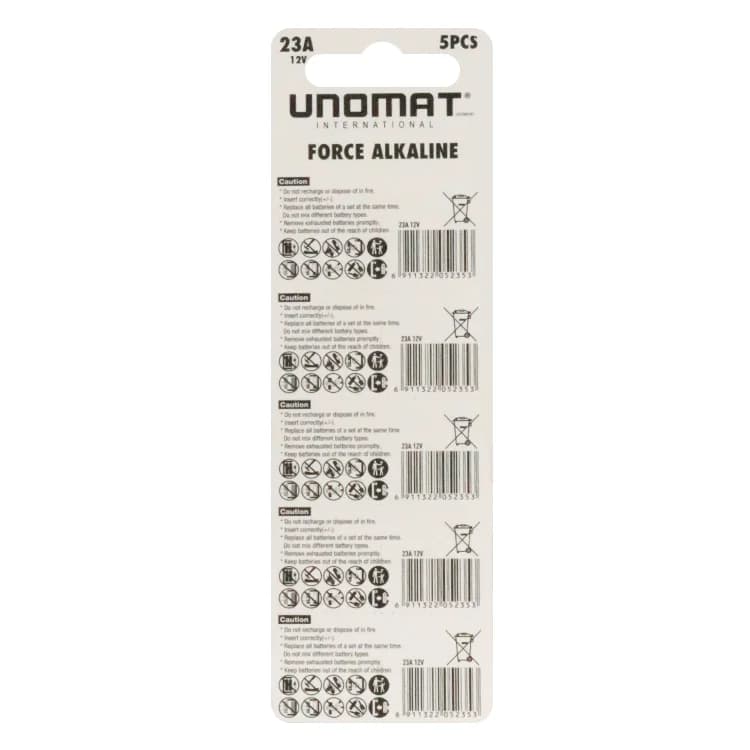 باتری ریموت UNOMAT مدل 23A پک 5 عددی — تصویر ۲