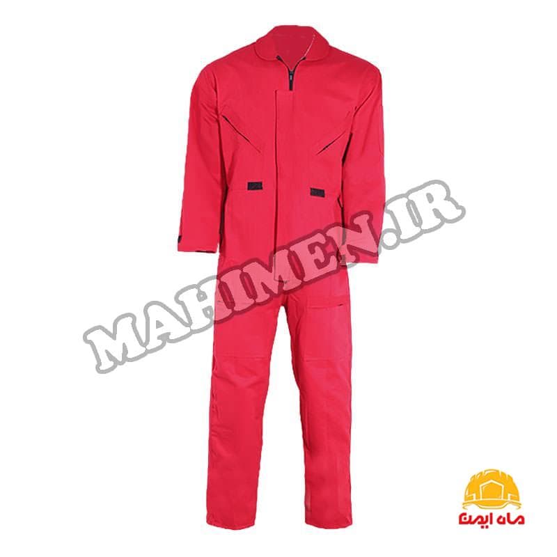 لباس کار یکسره طرح خلبانی رنگ قرمز