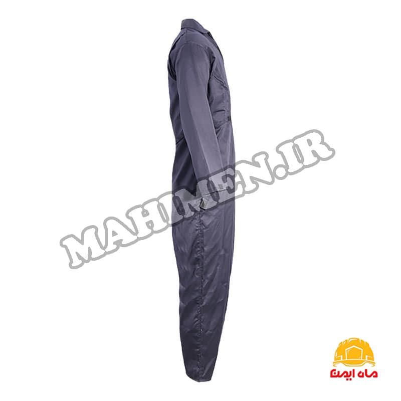 لباس کار یکسره طرح خلبانی رنگ طوسی — تصویر ۵