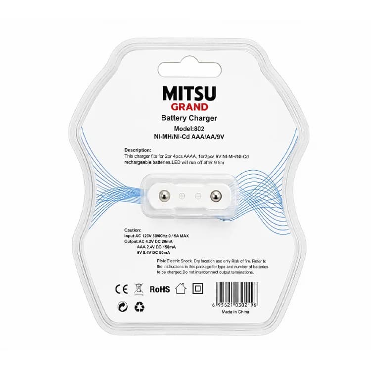 شارژر باتری قلمی و نیم قلمی و کتابی MITSU مدل 802 — تصویر ۲