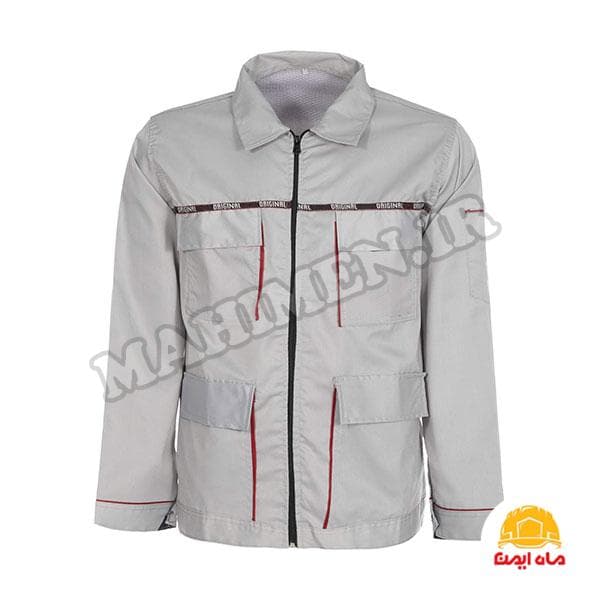 کاپشن و شلوار رنگ استخوانی طوسی مدل کارگری کد D45 — تصویر ۲