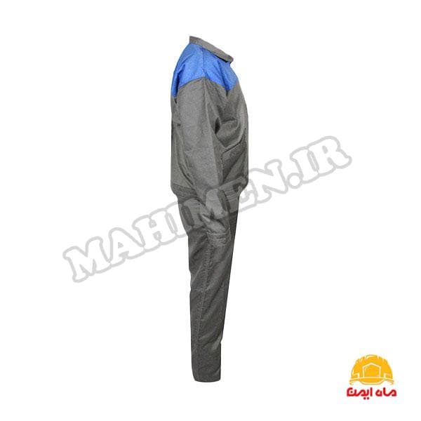 کاپشن و شلوار رنگ طوسی آبی مدل کارگری کد D30 — تصویر ۵