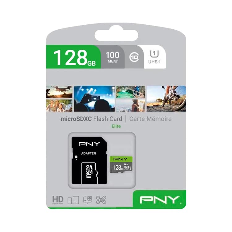 کارت حافظه microSDHC پی ان وای مدل Elite کلاس 10 استاندارد UHS-I U1 سرعت 100MBs ظرفیت 128 گیگ آداپتور دار — تصویر ۳