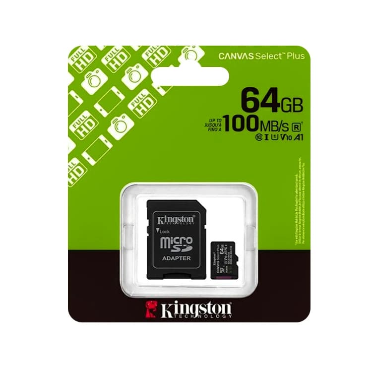 کارت حافظه microSDHC کینگستون مدل CANVAS کلاس 10 استاندارد UHS-I U1 سرعت 100MBs ظرفیت 64 گیگ آداپتور دار