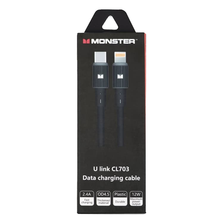 کابل دیتا و شارژ Type-C به آیفون اورجینال MONSTER 703 — تصویر ۳