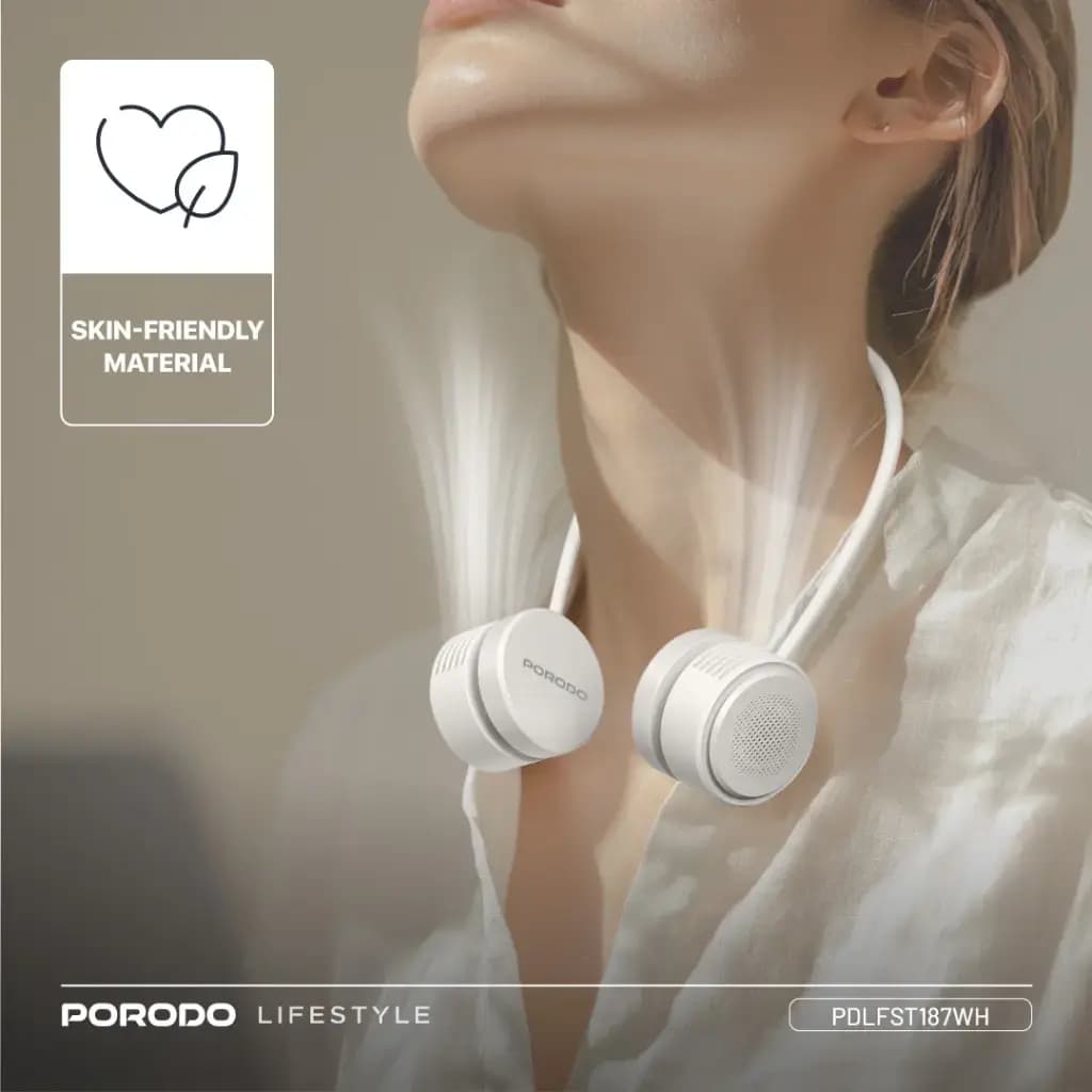پنکه گردنی بدون تیغه و هولدر موبایل پرودو مدل Porodo Lifestyle AirFlex Bladeless Neck Fan PDLFST187WH — تصویر ۱۰