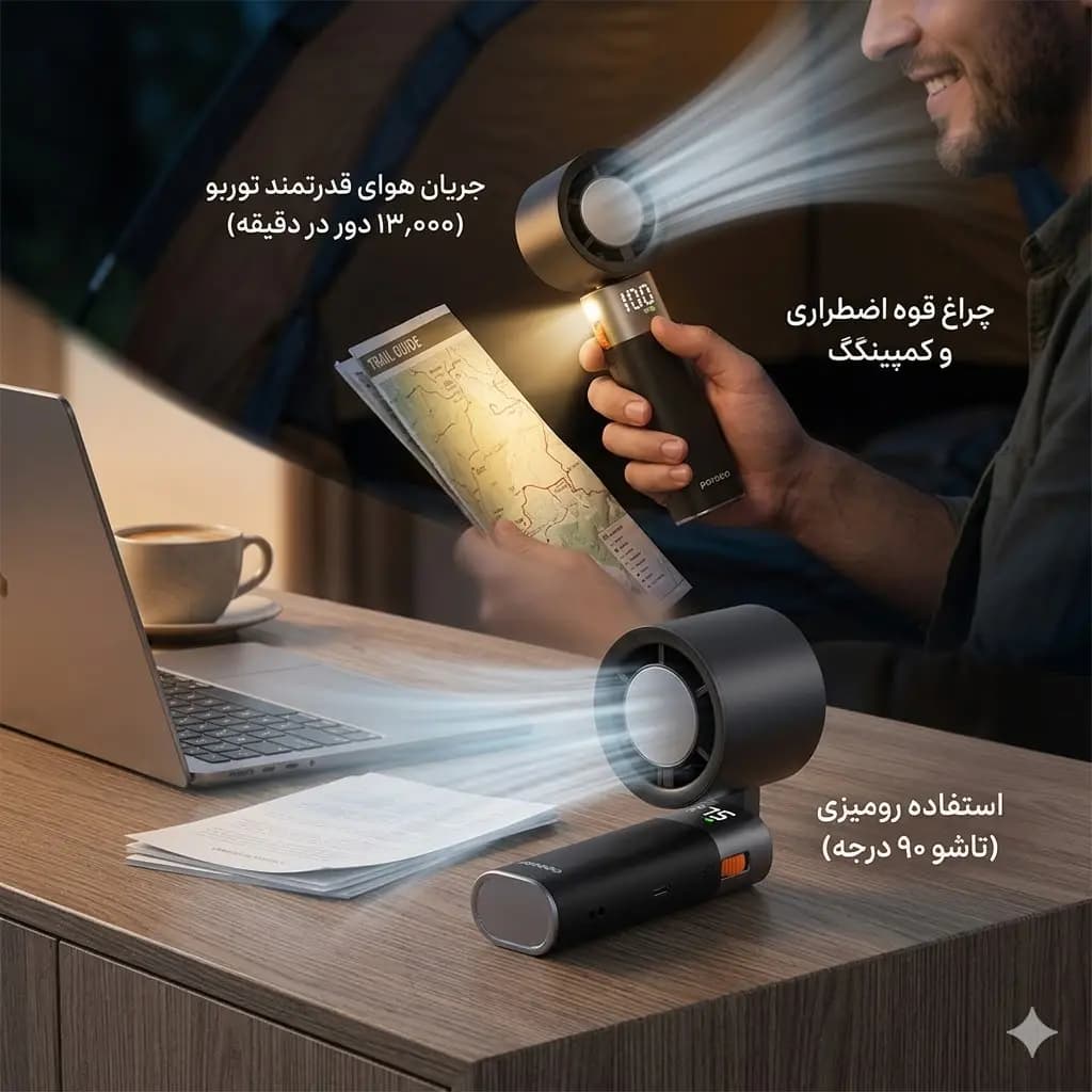 پنکه دستی خنک کننده توربو پرودو مدل Porodo Lifestyle Handheld Turbo Fan LFS151 — تصویر ۲