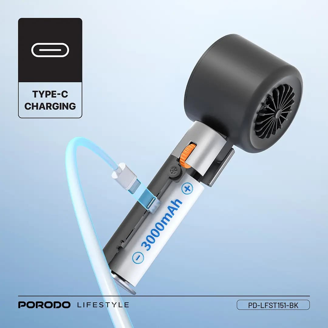 پنکه دستی خنک کننده توربو پرودو مدل Porodo Lifestyle Handheld Turbo Fan LFS151 — تصویر ۳