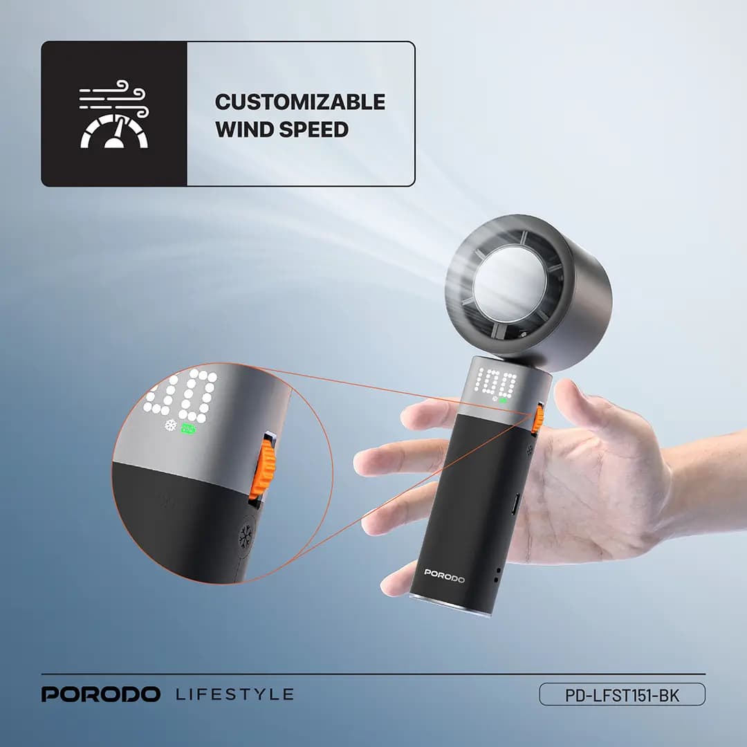 پنکه دستی خنک کننده توربو پرودو مدل Porodo Lifestyle Handheld Turbo Fan LFS151 — تصویر ۸