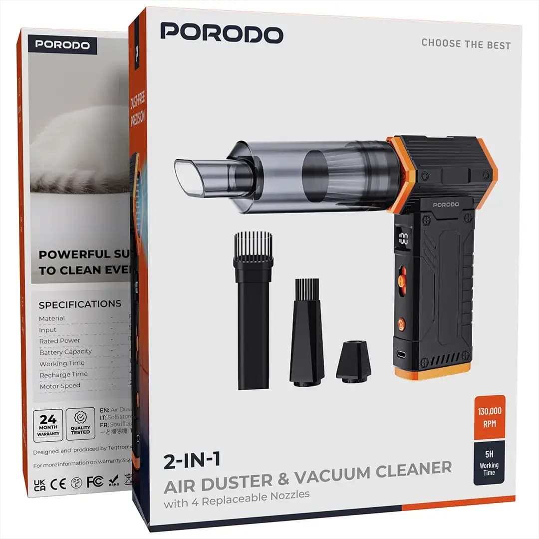 جارو شارژی و جت فن دوکاره پرودو مدل Porodo PDVC50BK — تصویر ۶