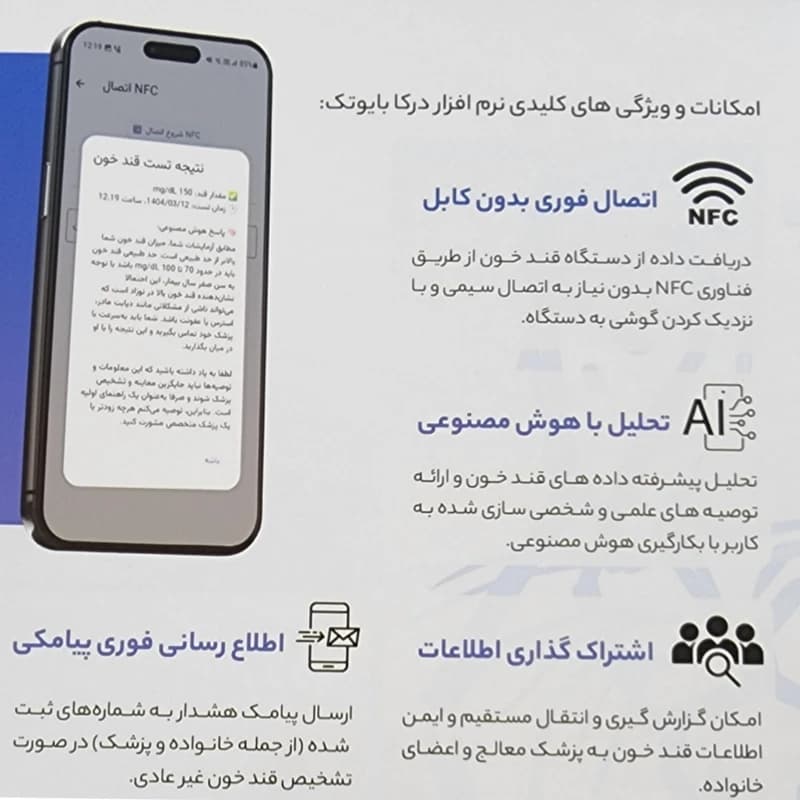 دستگاه تست قند خون درکا مدل 00171 — تصویر ۲