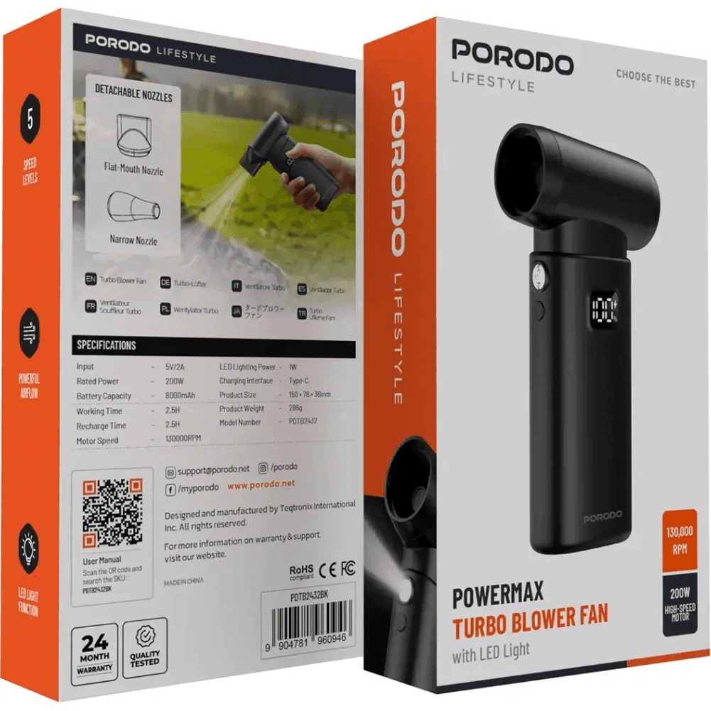 جت فن پرودو مدل porodo Turbo Blower Fan with LED Light PDTB2432BK — تصویر ۶