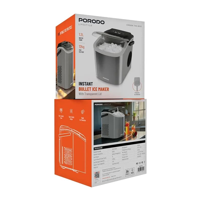 یخ ساز پرودو مدل porodo Instant Bullet Ice Maker PDHZB12SL — تصویر ۲