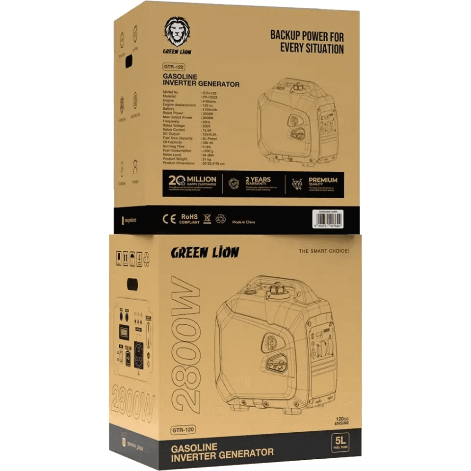 ژنراتور برق گرین لاین مدل Green lion Gasoline Inverter Generator GTR120 — تصویر ۲