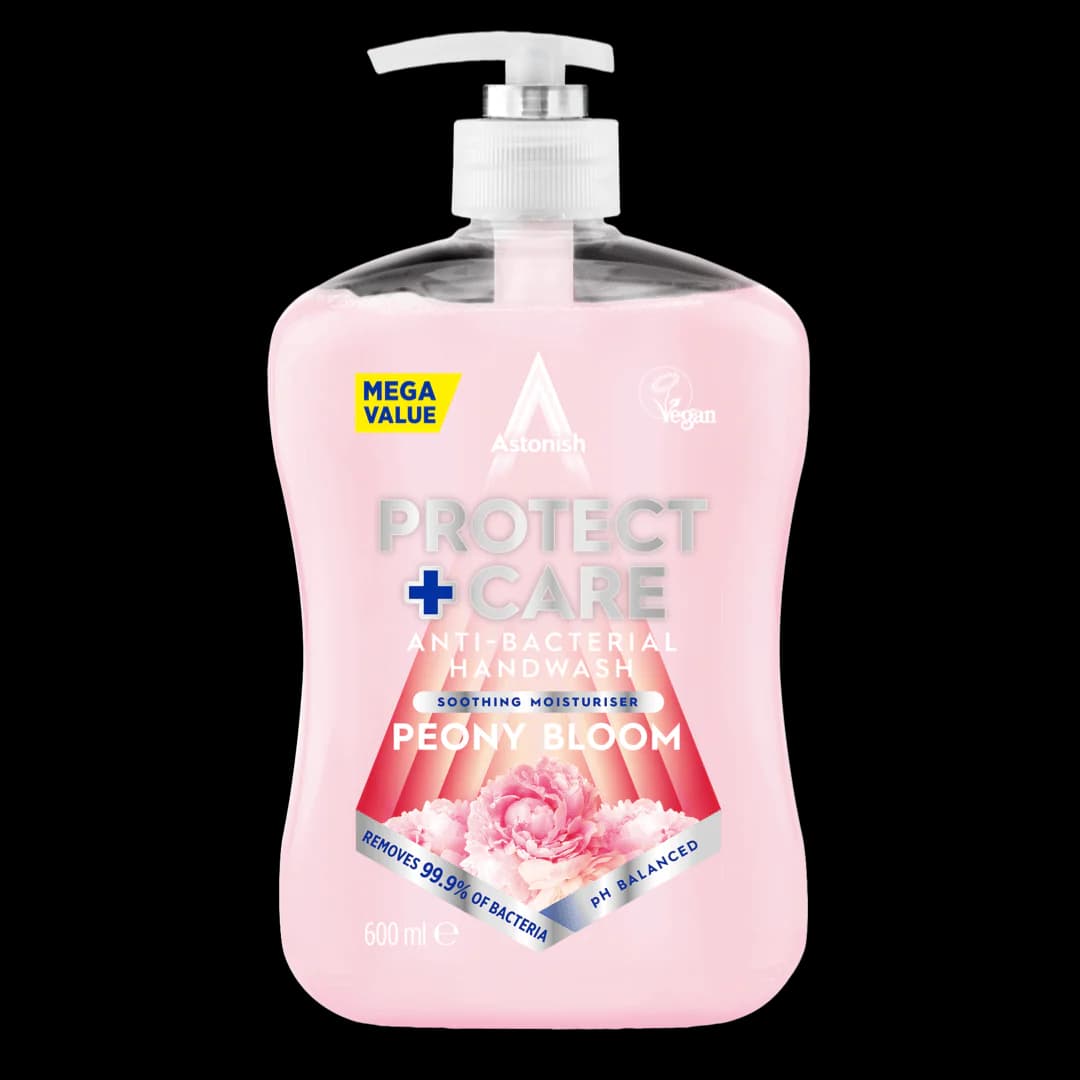 مایع دستشویی استونیش شکوفه گل صد تومانی 600 میل | Astonish anti-bacterial Hand wash peony bloom — تصویر ۳