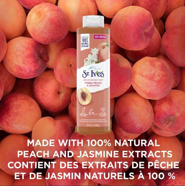 شامپو بدن سینت ایوز 650 میل هلو و یاس | ST.Ives Body wash fresh peach & jasmine — تصویر ۲