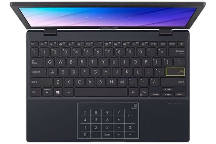 ASUS E210MA N5000 8GB 256SSD 11.6″HDبه همراه کیبرد ماشین حسابی نوری — تصویر ۳