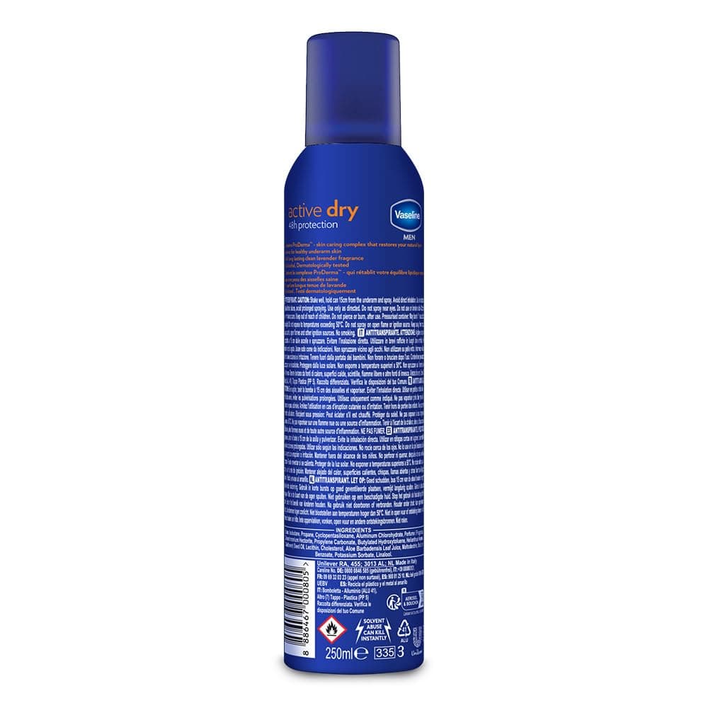 اسپری ضد تعریق وازلین مردانه 250 میل درای اکتیو | Vaseline men active dry — تصویر ۲