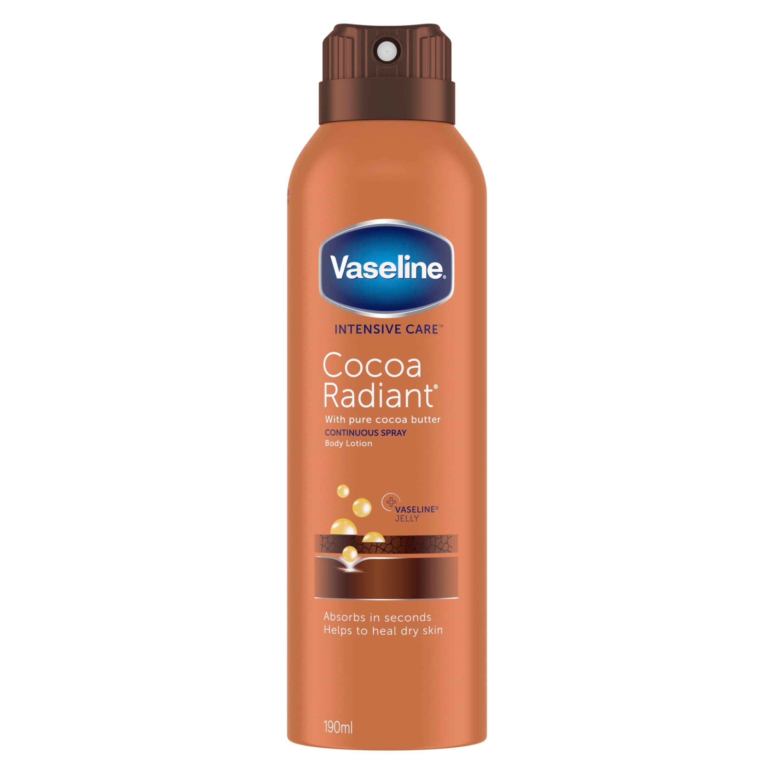 اسپری لوسیون وازلین رایحه کاکائو 190 میل | Vaseline spray moisturizer cocoa radiant — تصویر ۳