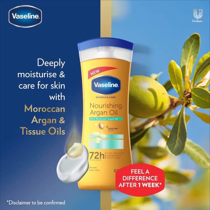 لوسیون وازلین زنانه 400 میل روغن آرگان مغذی | Vaseline nourishing argan oil — تصویر ۴