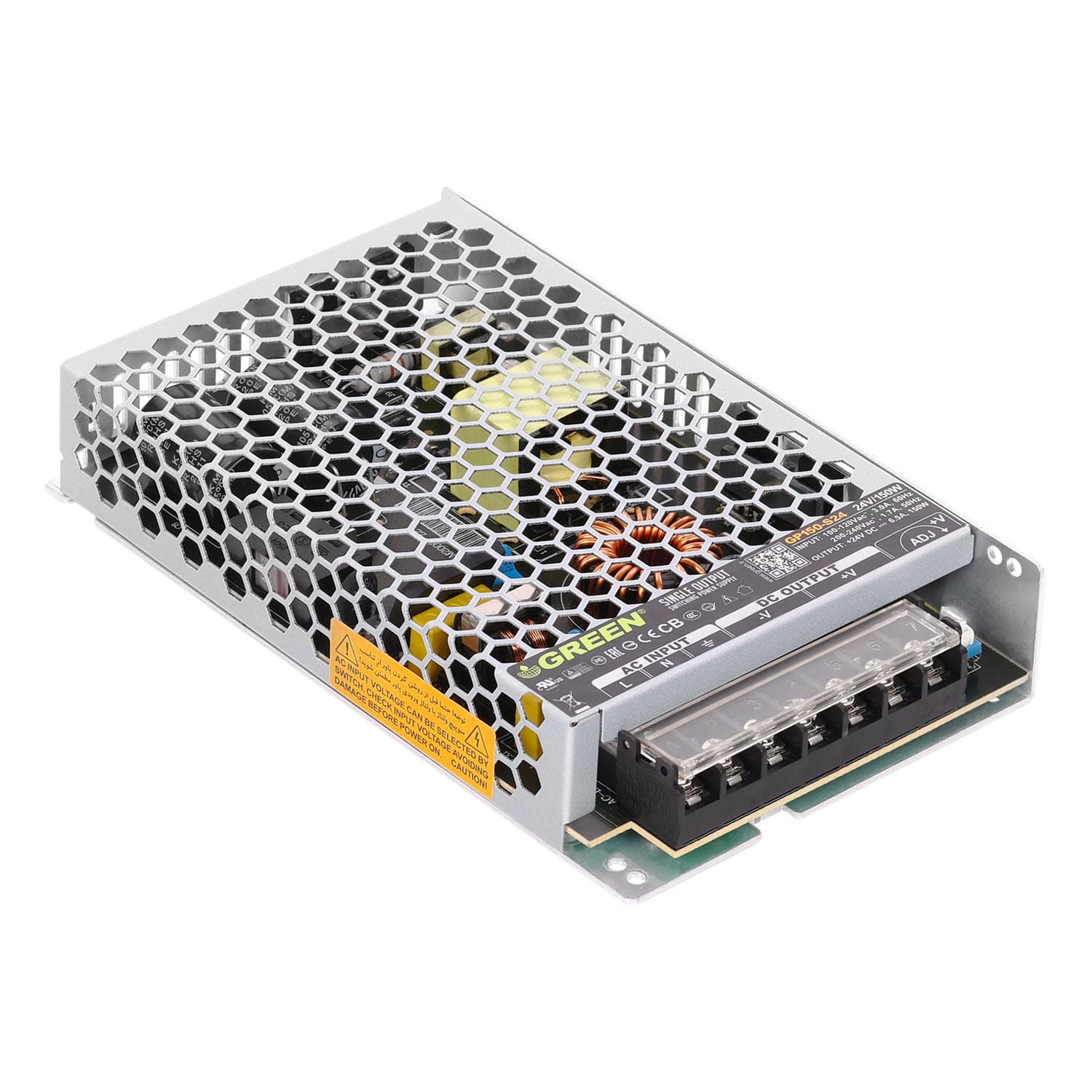 پاور 24 ولت 6.5 آمپر تغذیه سوییچینگ تک خروجی GP150-S24 — تصویر ۲