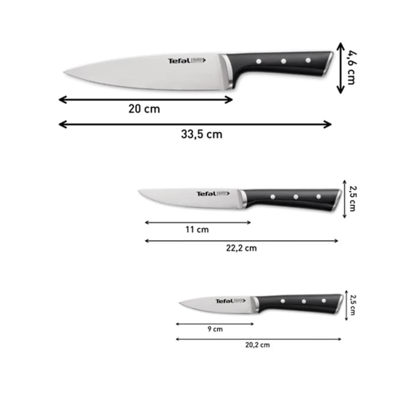 سرویس چاقو 3 پارچه با تیغه استیل و با دسته پلاستیک تفال مدل K2323S74 — تصویر ۳