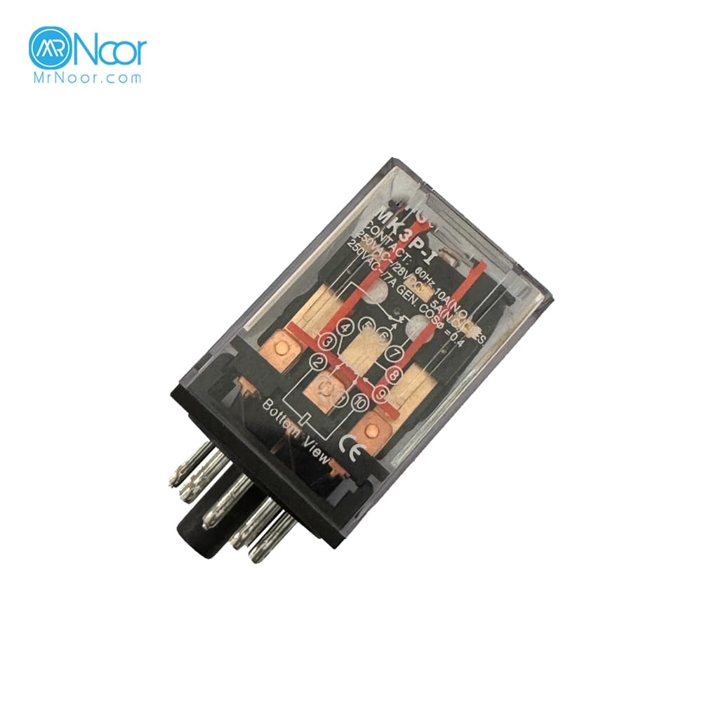 رله شیشه ای 11 پایه گرد 220 ولت امرن مدل mk 3p-1