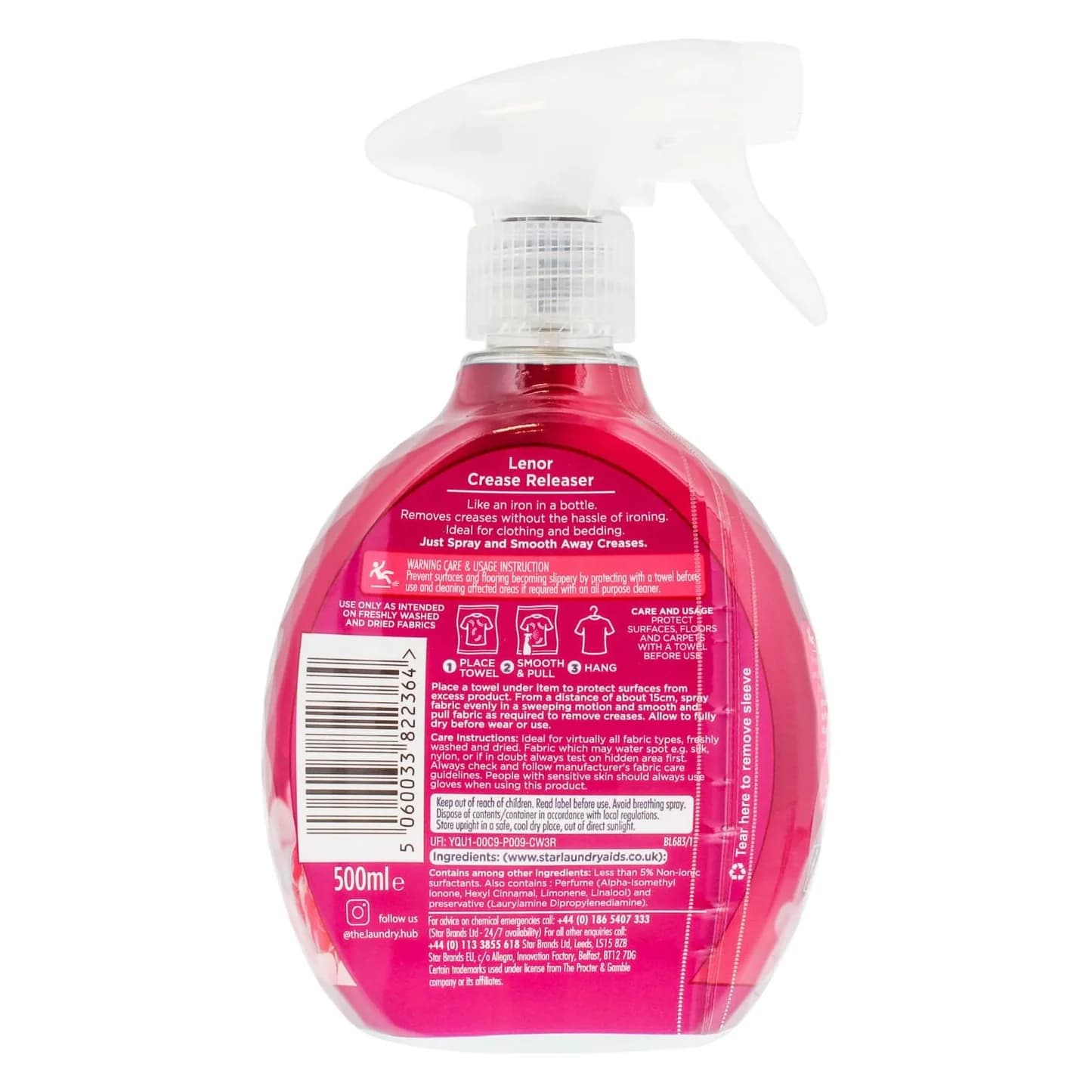 اسپری ضد چروک و خوشبو کننده لباس لنور رایحه یاسمن یاقوتی 500 میل | Lenor crease releaser — تصویر ۴