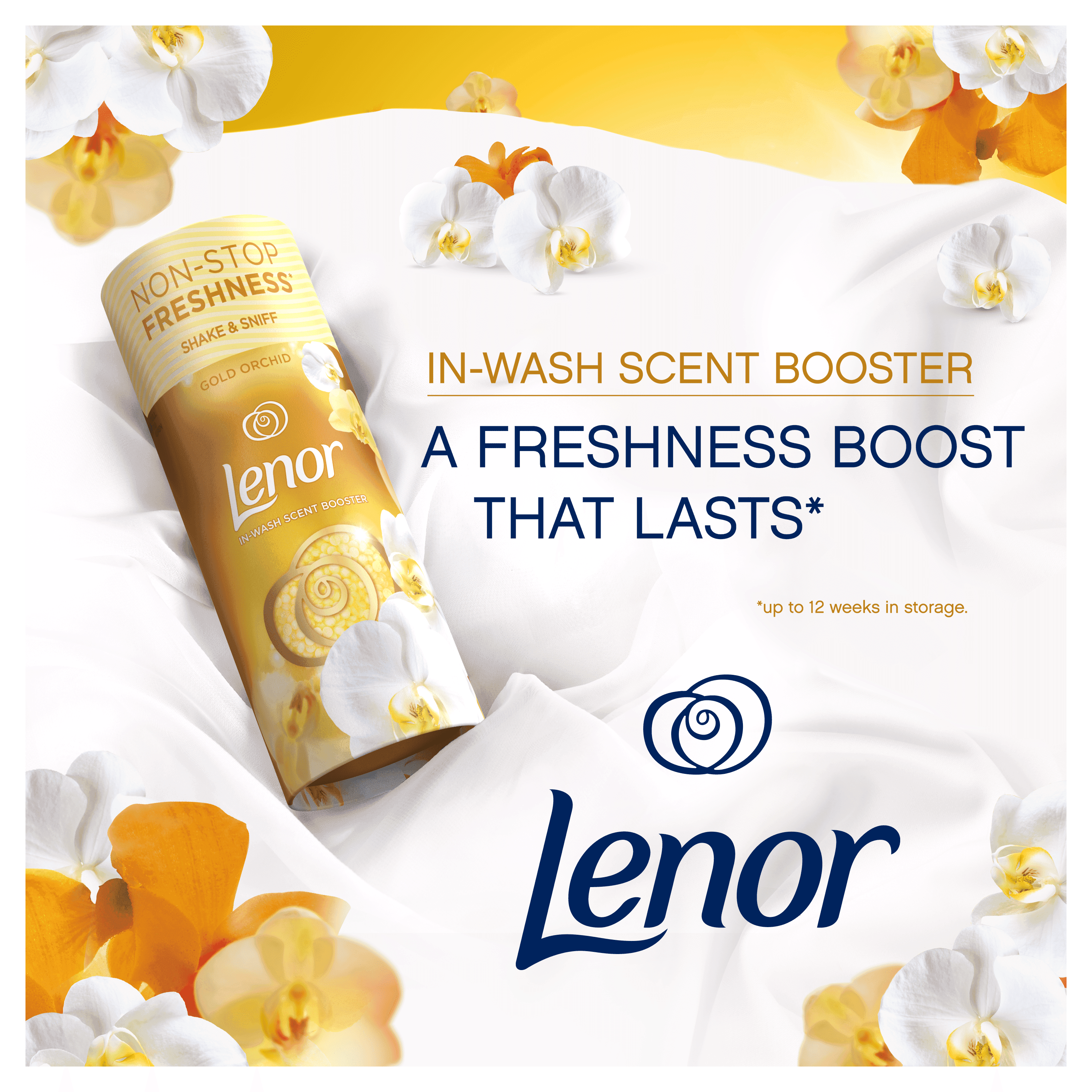 دانه خوشبو کننده لباس لنور 155 گرم رایحه ارکید طلایی | Lenor gold orchid — تصویر ۴