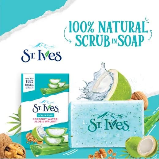صابون اسکراب سینت ایوز رایحه آب نارگیل – آلوئه ورا و گردو | St.ives scrub soap coconut water aloe & walnut