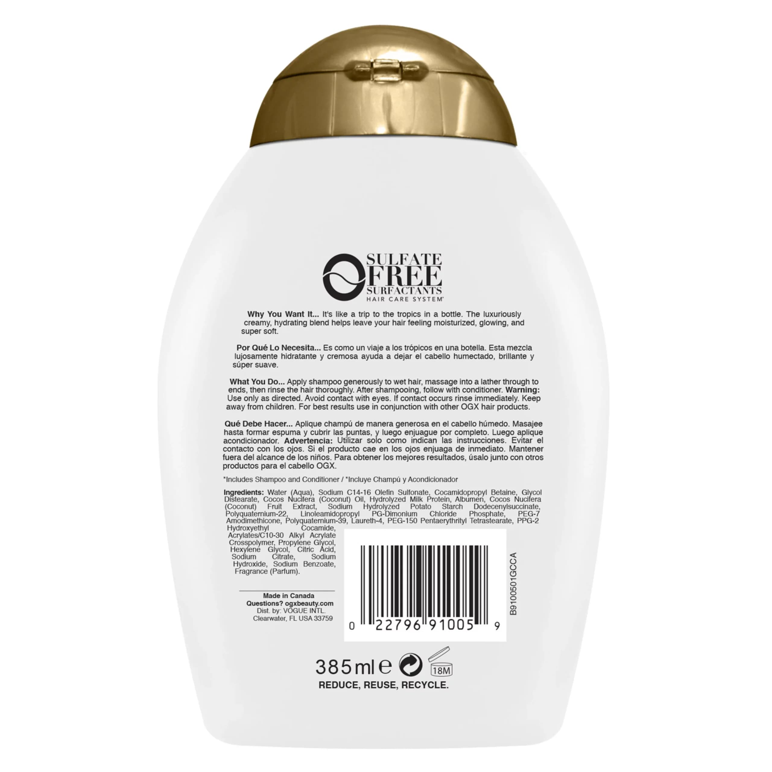شامپو تقویت کننده شیرنارگیل او جی ایکس 385 میل | ogx coconut milk shampoo — تصویر ۲