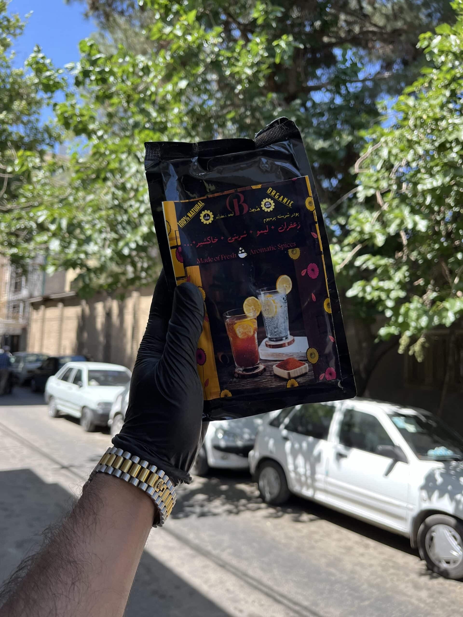 پودر شربت لیمو زعفران 800 گرمی (خاکشیر،تخم شربتی،زعفران)