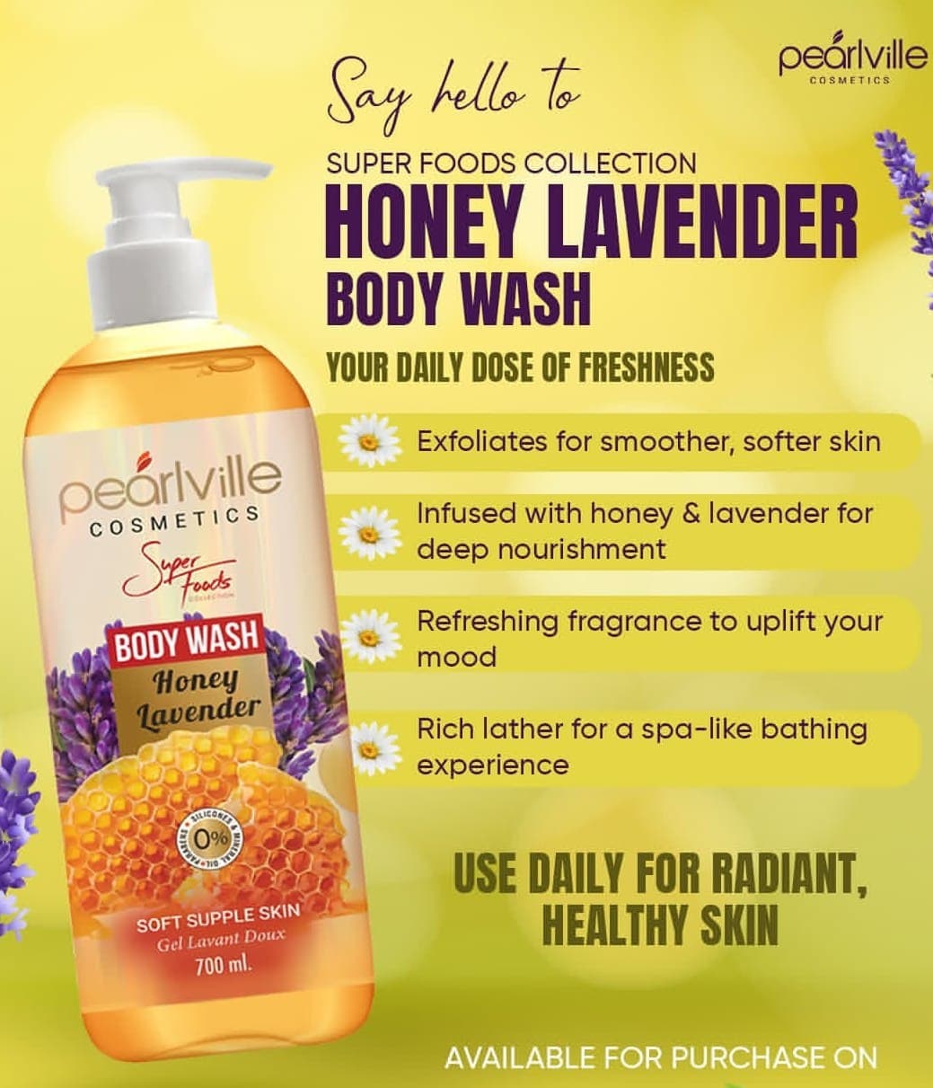 شامپو بدن پرلویل (Pearlville Body Wash) رایحه عسل و گل لاوندر حجم 700 میلیلیتر — تصویر ۶