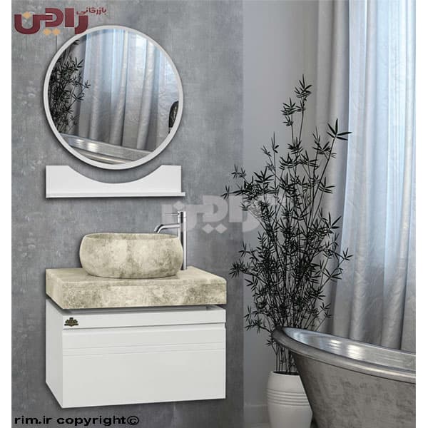 روشویی کابین مدل پترا سفید عرض 40 طول 60 — تصویر ۲