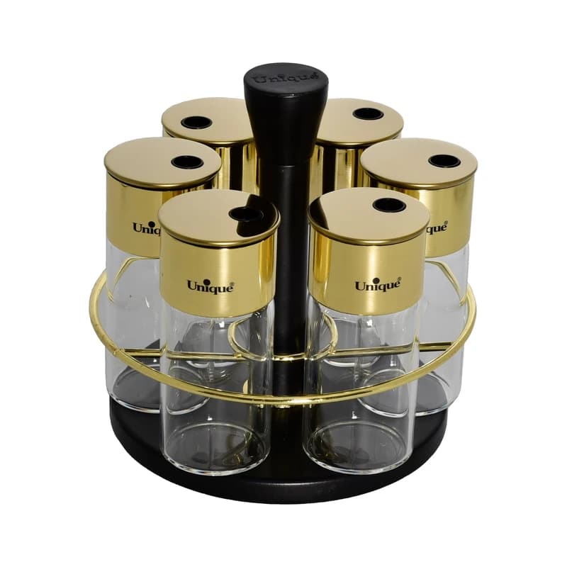 ست ادویه 6 عددی طلایی گردان UN-1640 یونیک — تصویر ۳